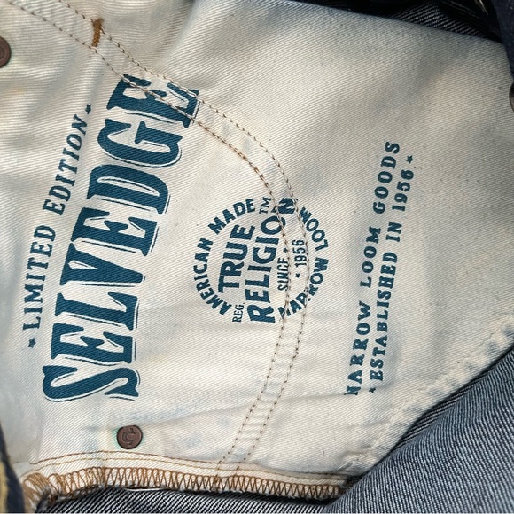 Men's True Religion Limited Edition Selvedge Size 32 Jeans Made In USA Raw Dark - Picture 10 of 10